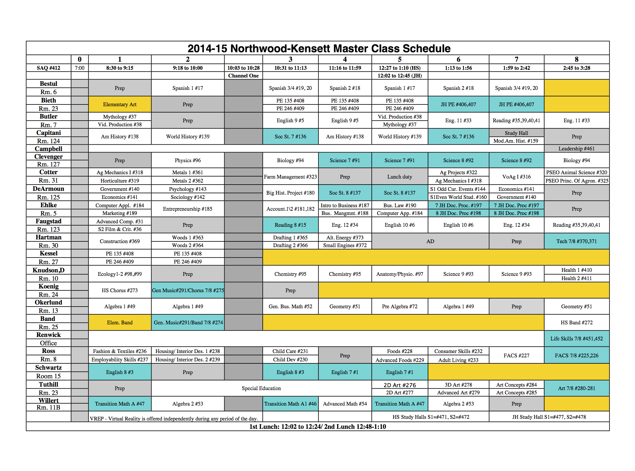 elementary school master schedule template sample high school class schedule
