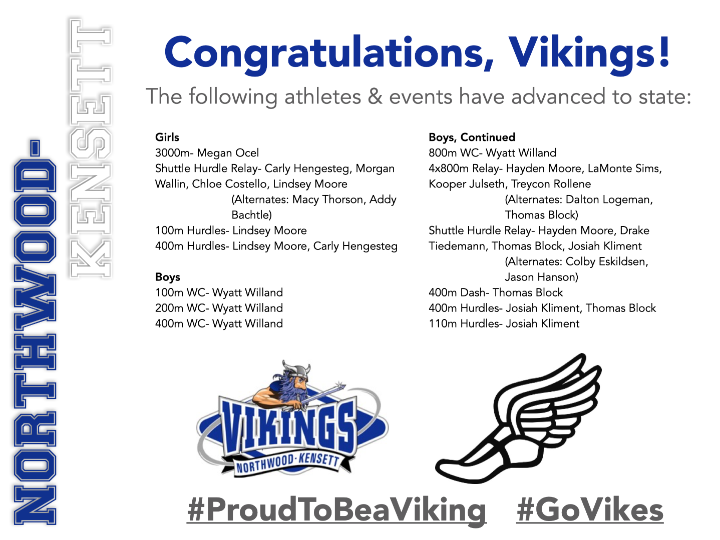 NorthwoodKensett 2022 NK State Track Qualifiers